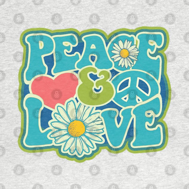 LOVE PEACE RETRO Style 60s 70s Color Blast Distressed Hippie T-Shirt by VogueTime